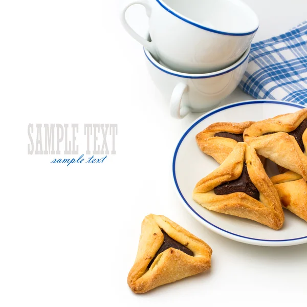 Purim Yahudi Festivali için Hamantaschen kurabiye — Stok fotoğraf