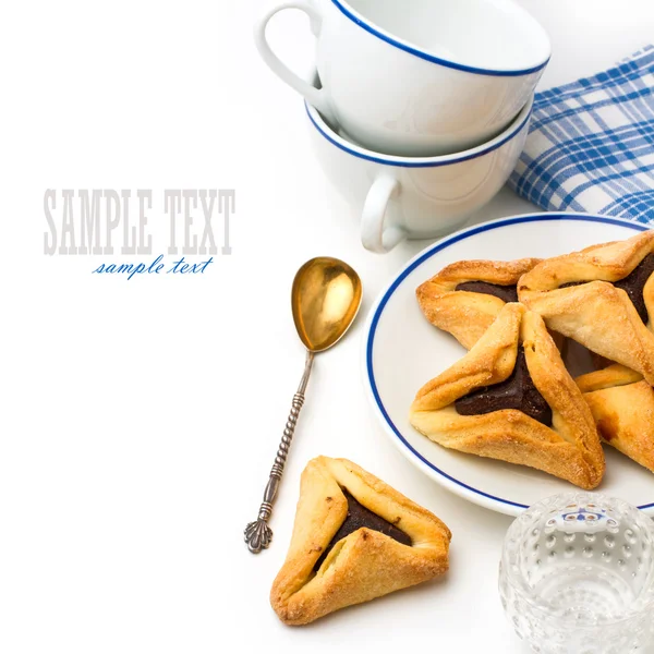 푸 림의 유대인 축제에 대 한 Hamantaschen 쿠키 — 스톡 사진