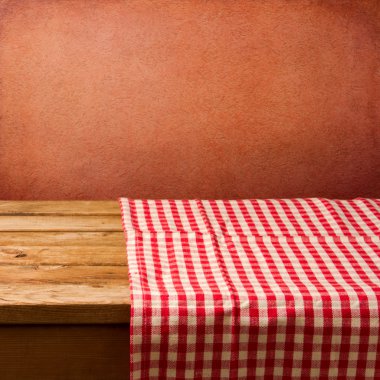Retro background with tablecloth and red wall clipart