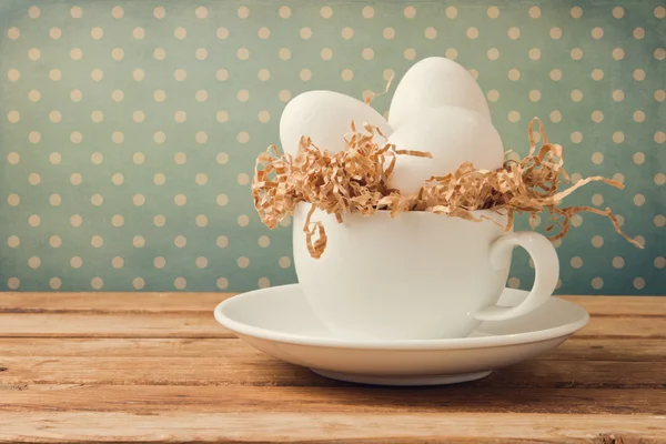 Nature morte rétro avec œufs et tasse à café Images De Stock Libres De Droits