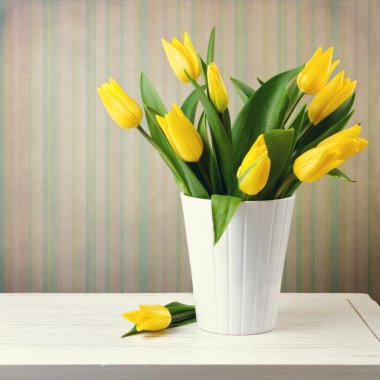 retro arka plan üzerinde güzel Sarı laleler