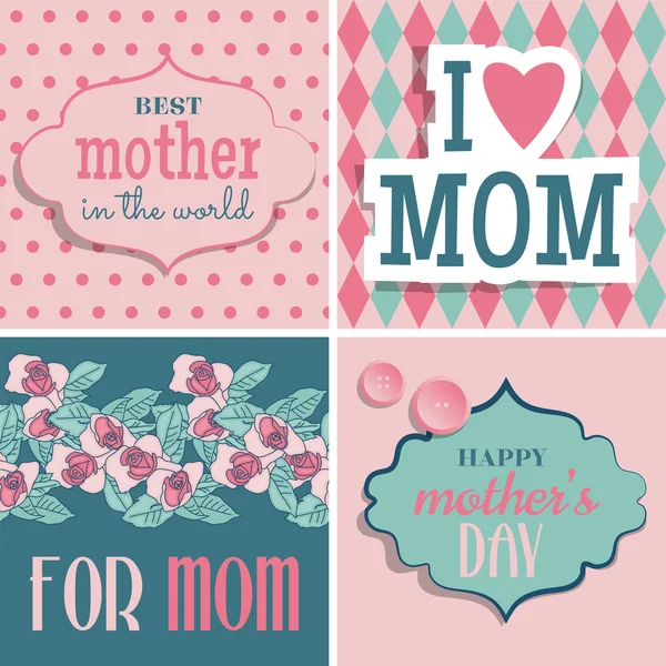 Set of greeting cards for Mother's Day. — Stock Vector