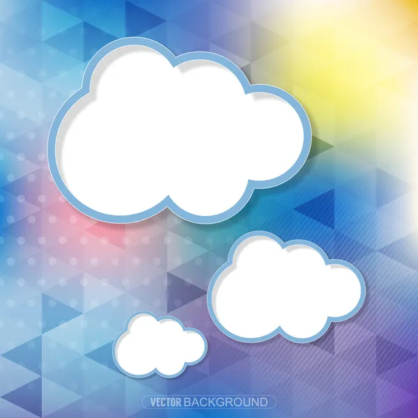 Paper clouds over geometrical background — Stock Vector