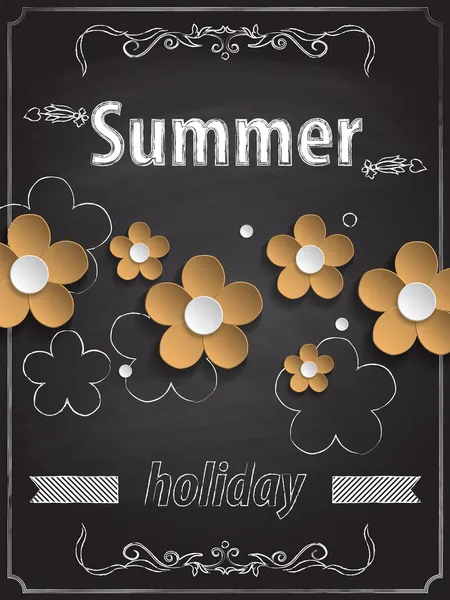 Zomer vakantie poster over schoolbord. — Stockvector