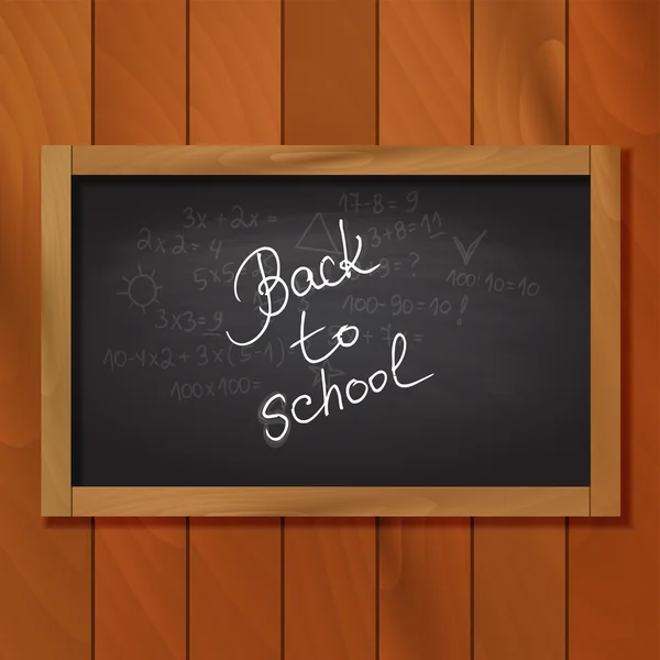 Schoolbord op houten achtergrond. — Stockvector