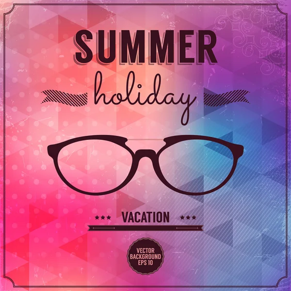 Retro style summer vacation poster over geometrical background. — Stock Vector