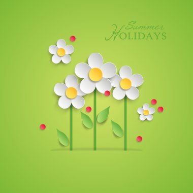 Summer floral background with paper daisy flowers. clipart