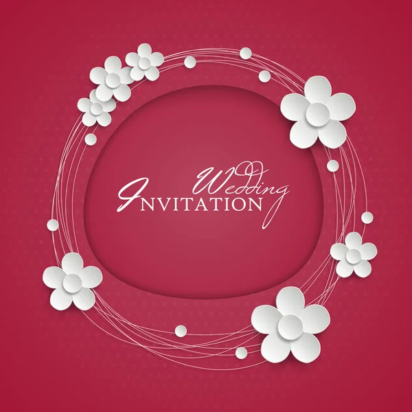 Diseño de invitación con flores blancas de papel . — Vector de stock