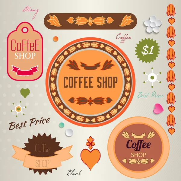 Uppsättning retro etiketter för kafé. — Stock vektor