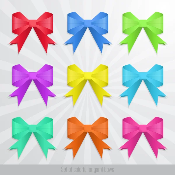 Set of colorful origami bows. — Stock Vector