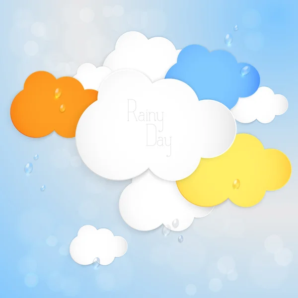 Abstract background with clouds and rain drops. — Stock Vector