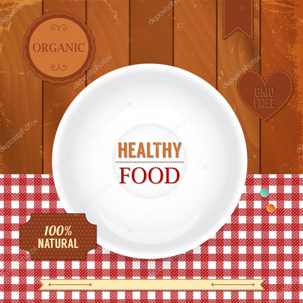 Set of retro labels for healthy food.