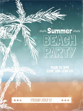 Retro summer beach party poster design. clipart