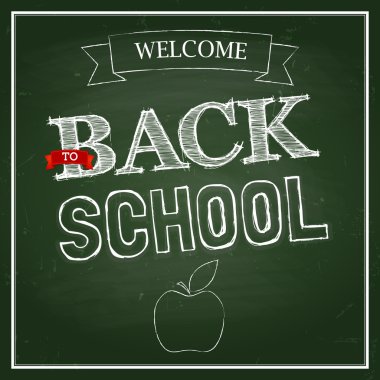 Kara tahta üzerinde metin ile okul poster geri.