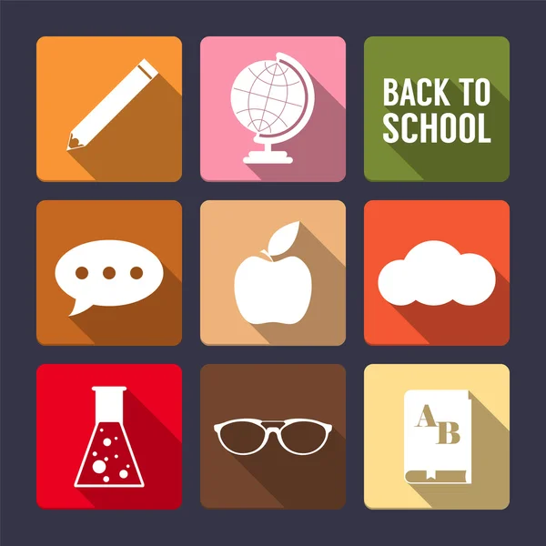 Set di icone piatte per il design della scuola . — Vettoriale Stock