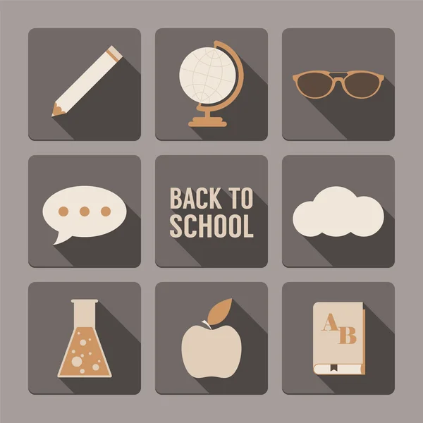 Set of trendy flat icons for back to school concept design. — Stock Vector