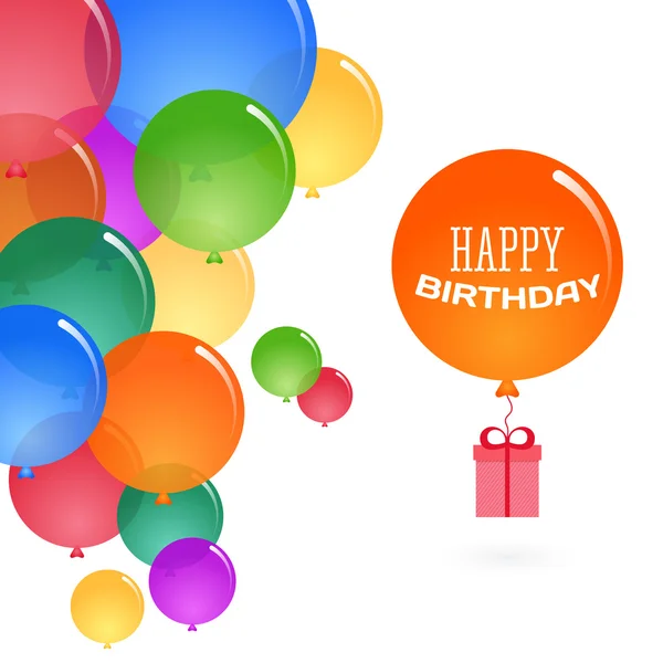 Colorful ballons on white background. Birthday card design. — Stock Vector