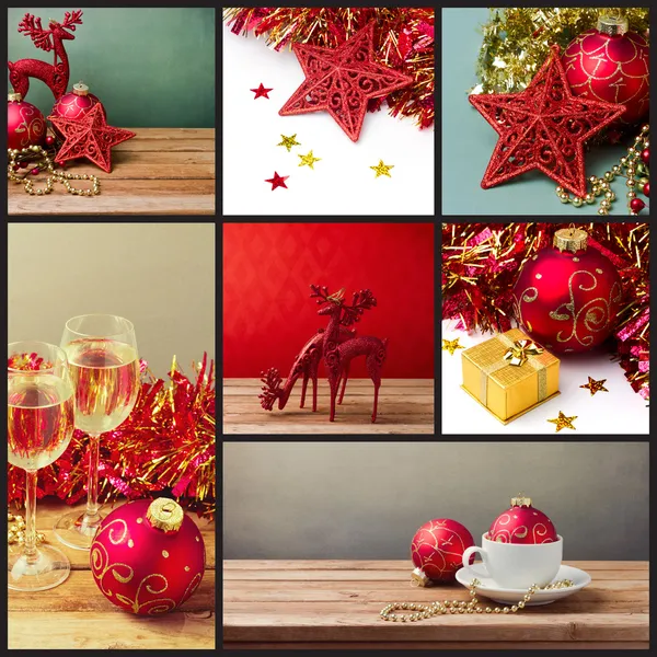 Koláž z vánoční dovolené fotografií — Stock fotografie