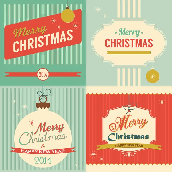 Christmas wenskaart retro instellen. — Stockvector