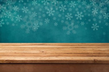 ahşap masa ile Noel tatil arka plan
