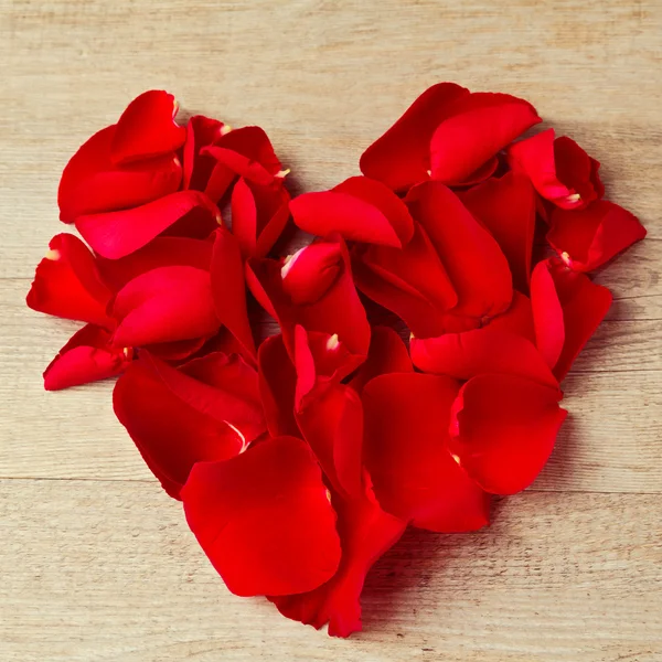 Cuore fatto da petali di fiori di rosa — Foto Stock