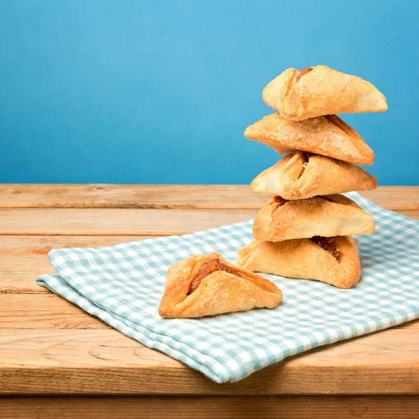 Μπισκότα hamantaschen για εβραϊκό Φεστιβάλ — Φωτογραφία Αρχείου