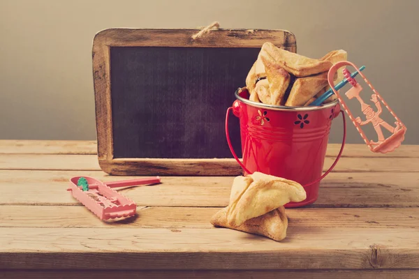 Hamantaschen cookies met schoolbord — Stockfoto