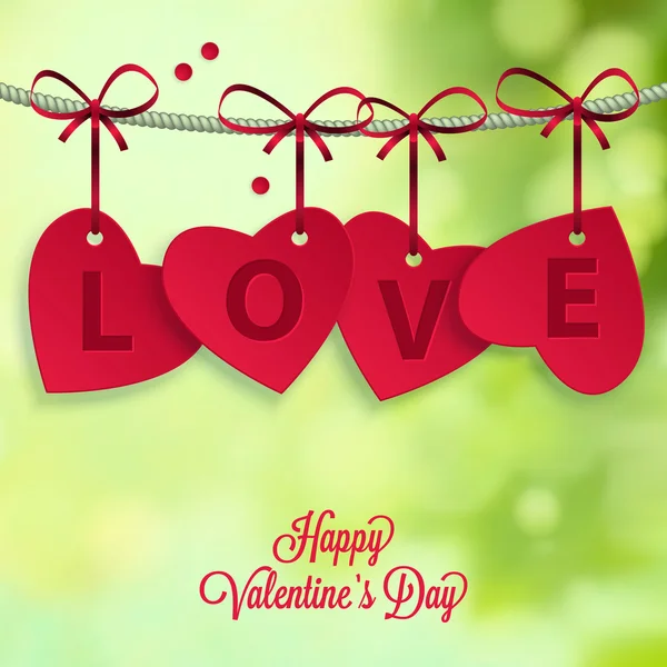 Aftelkalender voor Valentijnsdag achtergrond met gesneden papier hart — Stockvector