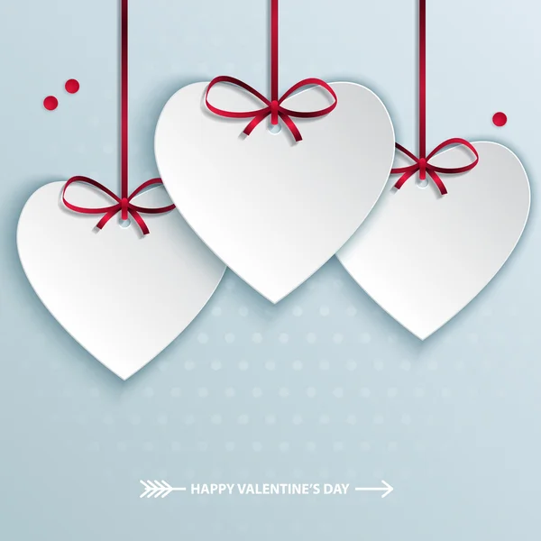Valentine's day background with paper hearts — Stock Vector