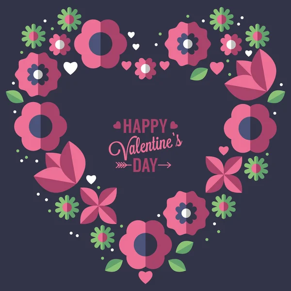 Valentine's day greeting card with flowers — Stock Vector