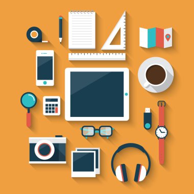 office kümesi çeşitli nesneler ve ekipmanları