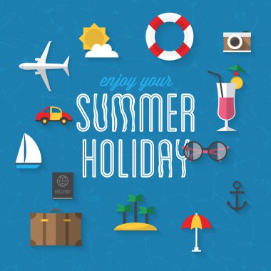 seyahat, yaz tatili ve turizm için simgeler