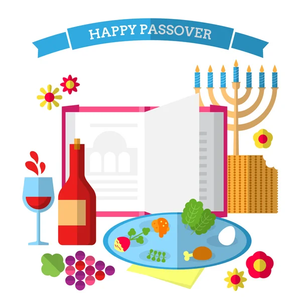 Židovský Pesach dovolená oslava — Stockový vektor