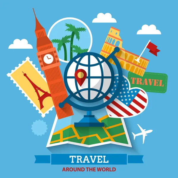 Travel around the world concept — Stock Vector