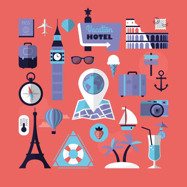 Vacances d'été, tourisme et voyages — Image vectorielle