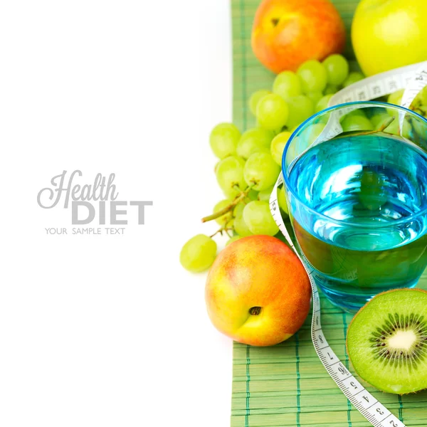 Water and healthy fruits — Stock Photo, Image