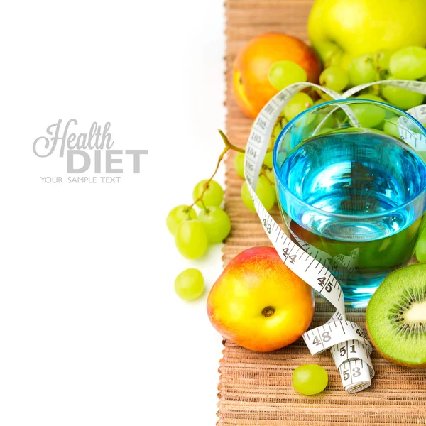 Water and healthy fruits — Stock Photo, Image