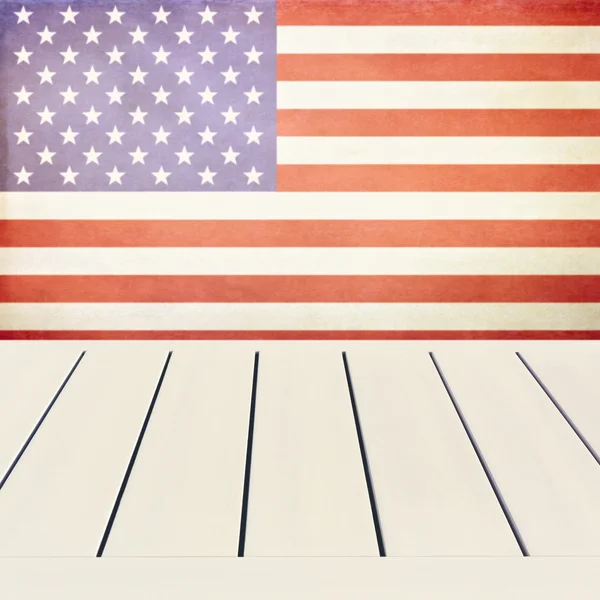 White table over USA flag — Stock Photo, Image