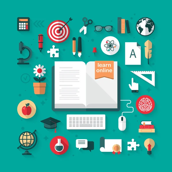 e-öğrenme ve online eğitim için simgeler