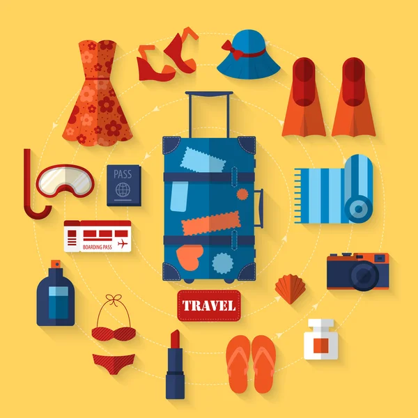 Vakantie vakantie vrouw items — Stockvector