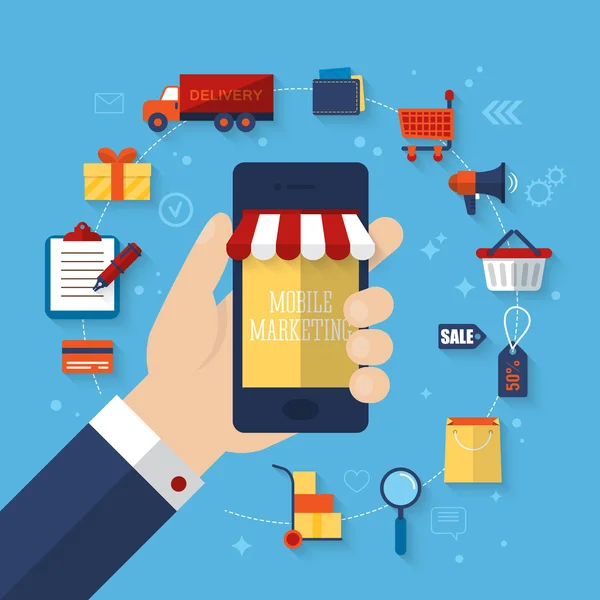 Marketing concept with flat icons Stock Vector