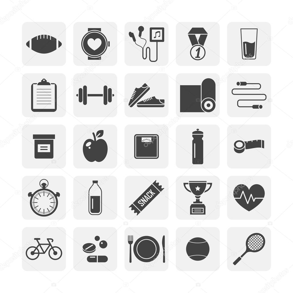 Icons set for fitness and diet