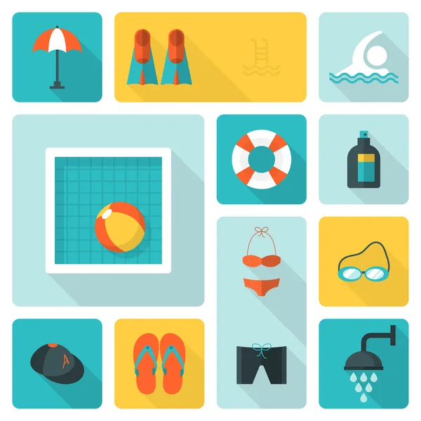 Flat icons for swimming pool activity — Stock Vector © maglara 48450715