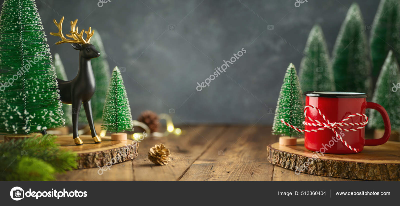 Christmas Decorations Wooden Table New Year Holiday Banner Design Coffee  Stock Photo by ©maglara 513360404