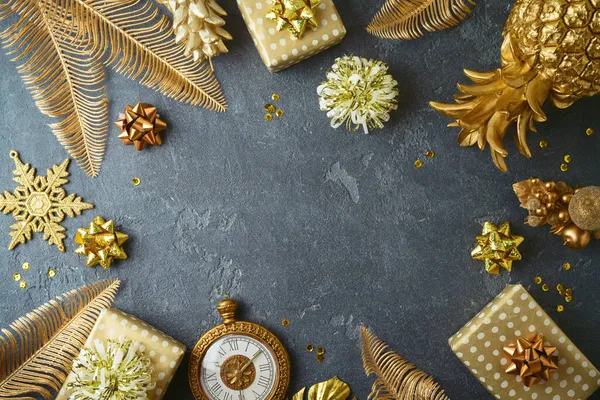 Marco Diseño Frontera Para Las Vacaciones Navidad Con Caja Regalo — Foto de Stock