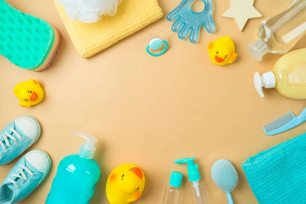 Baño Para Bebés Productos Para Cuidado Salud Infantil Composición Del — Foto de Stock