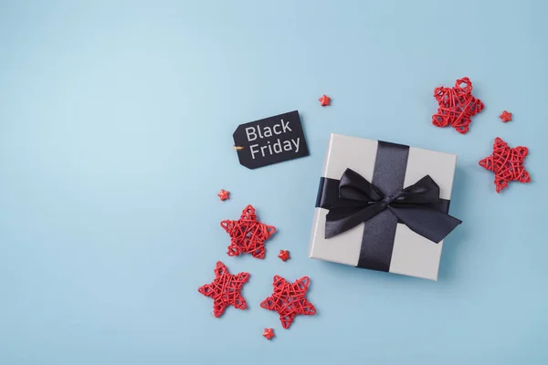 Black Friday Vânzare Banner Concept Cutie Cadou Arc Panglică Neagră — Fotografie, imagine de stoc