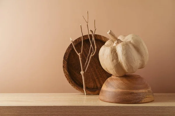 Composición Moderna Naturaleza Muerta Para Las Vacaciones Halloween Papel Calabaza — Foto de Stock