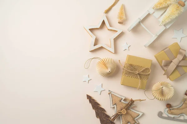 Kerstconcept Met Scandinavische Stijl Gezellige Eco Vriendelijke Ornamenten Decoraties Een — Stockfoto