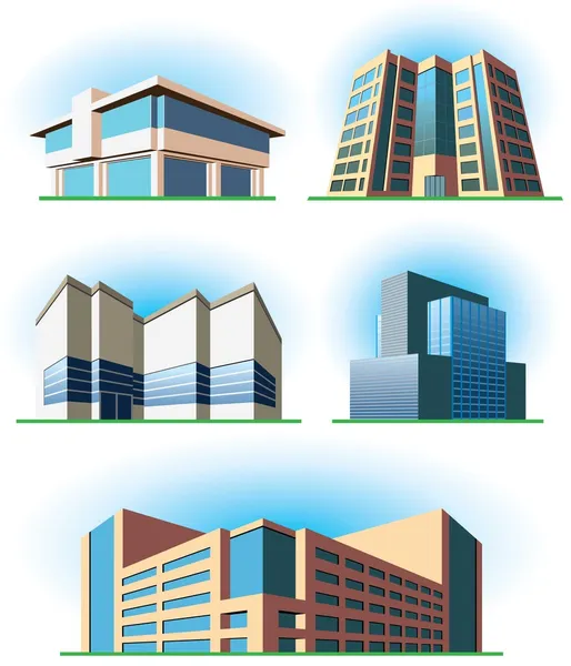 Ställ in bilder av vektor byggnader Royaltyfria Stockvektorer